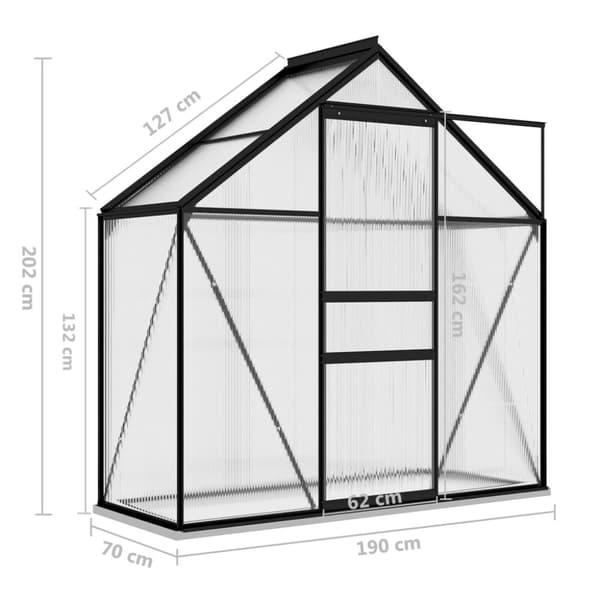 vidaXL drivhus 1,33 m² aluminium antracitgrå