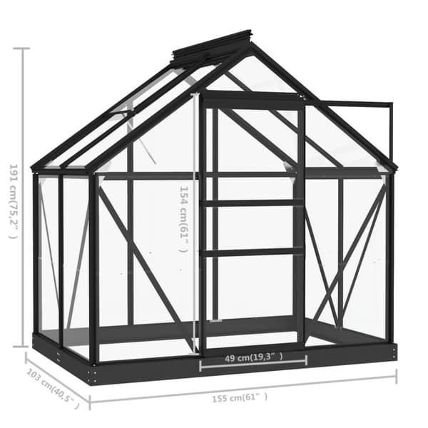vidaXL Glasväxthus antracit 155x103x191 cm aluminium