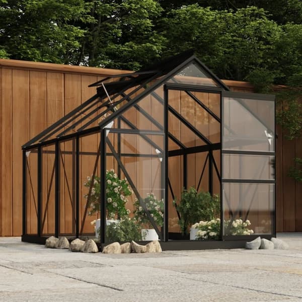 vidaXL glasdrivhus 155x200,5x191 cm aluminium antracitgrå