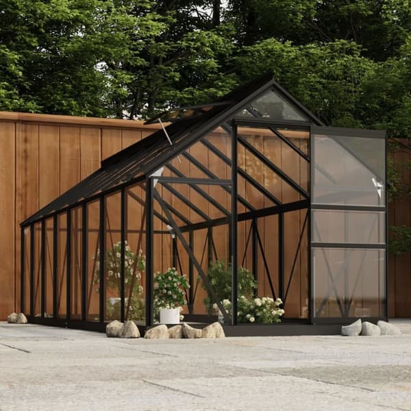 vidaXL glasdrivhus 155x395,5x191 cm aluminium antracitgrå