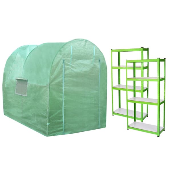 Polytunnel drivhus 19mm med reoler 3 m
