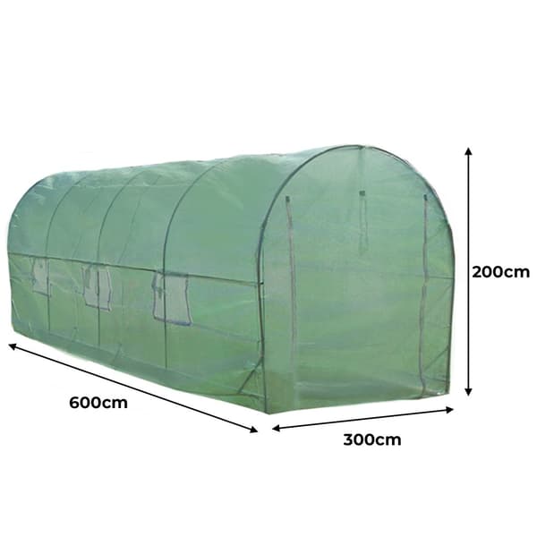 Polytunnel drivhus 25mm med reol