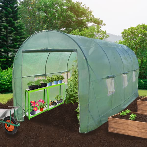 Polytunnel drivhus 25mm med reol