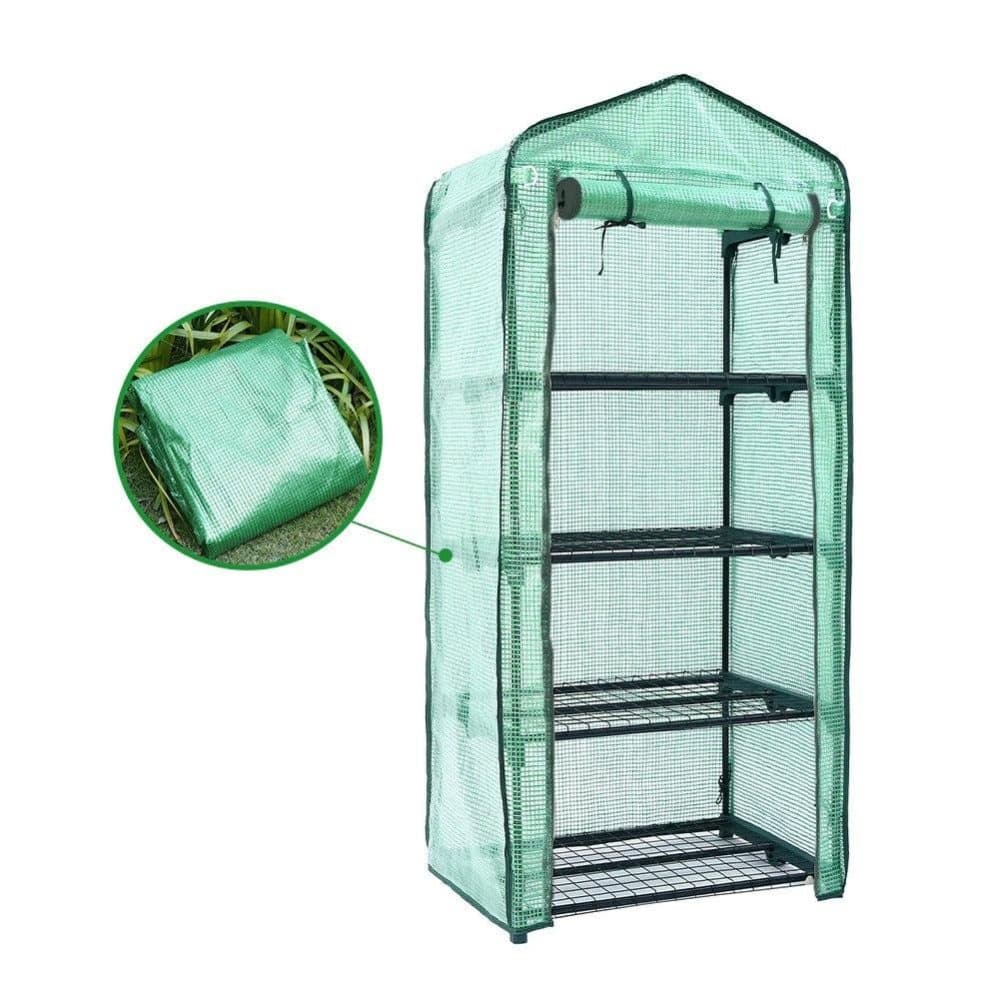 4 Tier Greenhouse Shelves - växthusfolie - växthus - växthus varmt trädgårdshus - grönt
