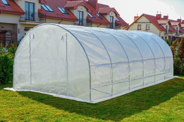 Folie tunnel drivhus med vinduer 600 x 300 x 200 cm Hvid