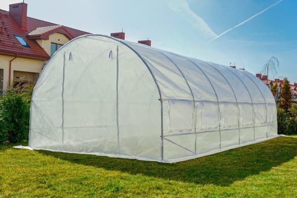 Folie tunnel drivhus med vinduer 600 x 300 x 200 cm Hvid