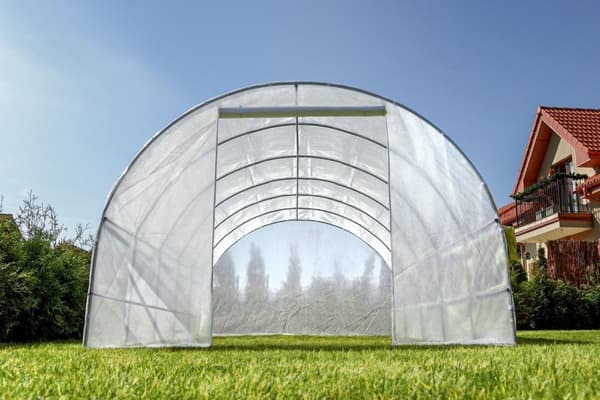 Folie tunnel drivhus med vinduer 600 x 300 x 200 cm Hvid