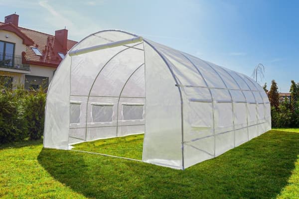 Folie tunnel drivhus med vinduer 600 x 300 x 200 cm Hvid