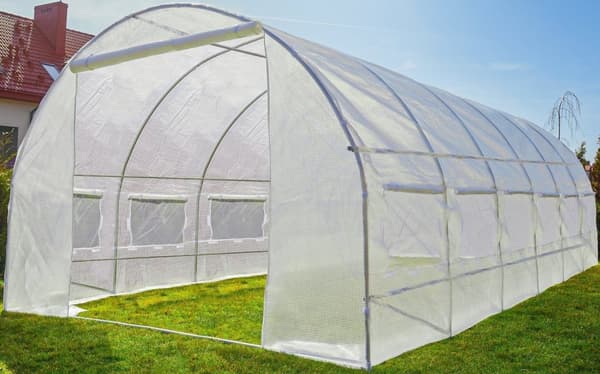 Folie tunnel drivhus med vinduer 600 x 300 x 200 cm Hvid