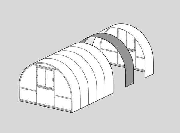 Kasvihuone KLASIKA TUBE 3x10m (30m2) perustuksilla ja 4mm polykarbonaattipinnoitteella