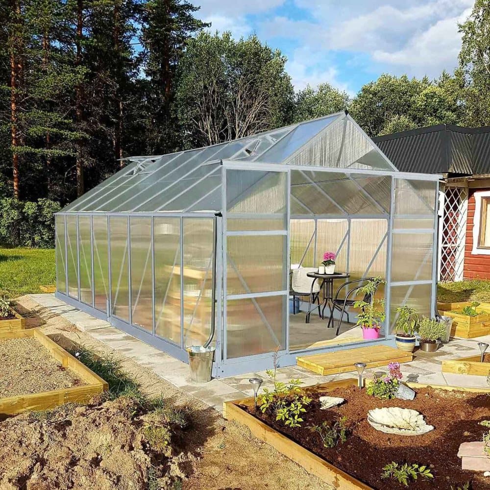 Växthus 18m² Premium | Extra hög odlingshöjd | 6mm kanalplast
