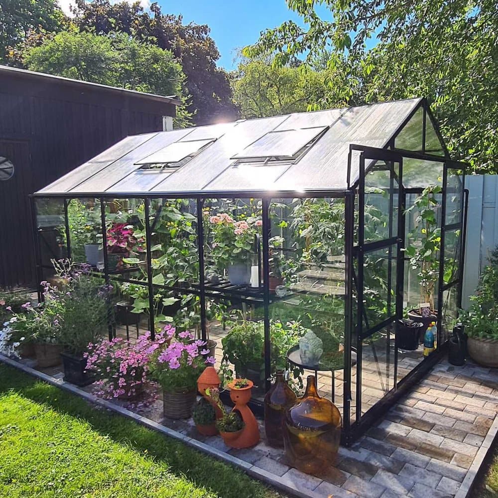 Växthus 9,6 m² | 4mm säkerhetsglas | 5 års stormgaranti