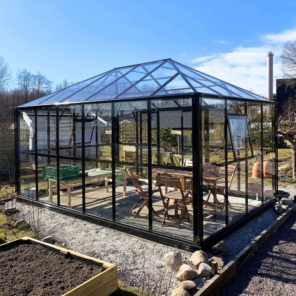 Gazebo 13m² | Stort premiumväxthus med glastak | Stormgaranti
