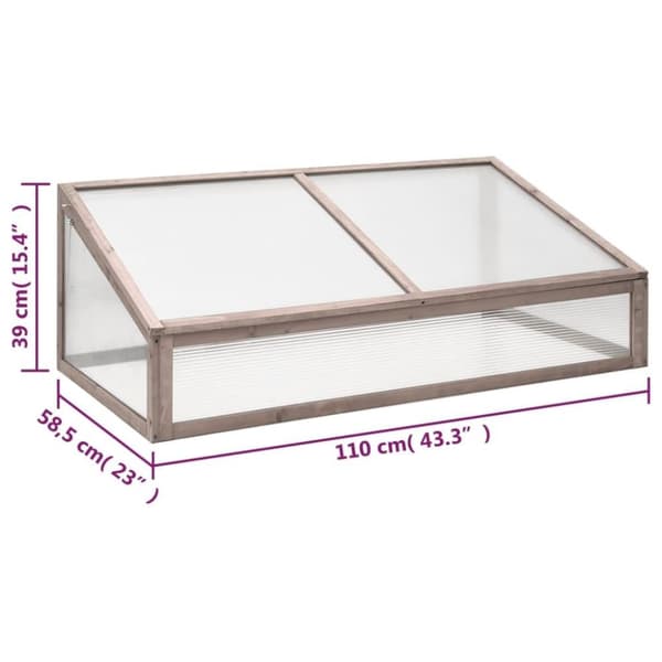 vidaXL Växthus grå 110x58,5x39 cm granträ
