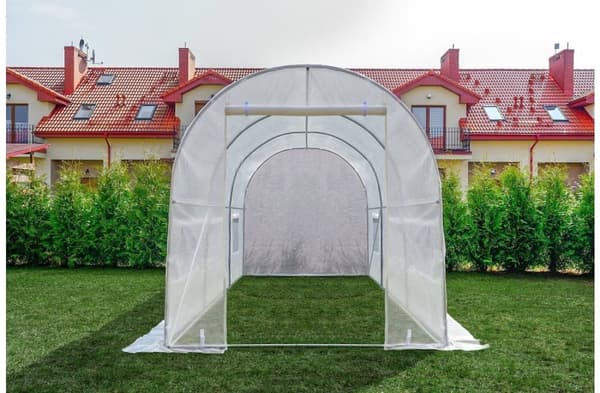 Växthus 3x2x2 meter - vitt - med 6 myggnätsfönster - 6m2