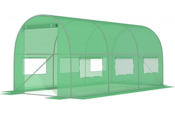 Folieväxthus med fönster 450x200x200 cm – Grönt – Trädgårdsväxthus