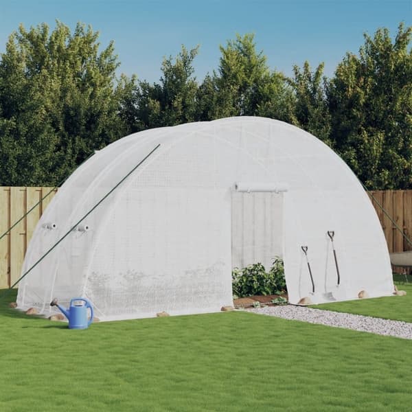 vidaXL drivhus med stålstel 12 m² 6x2x2,85 m hvid