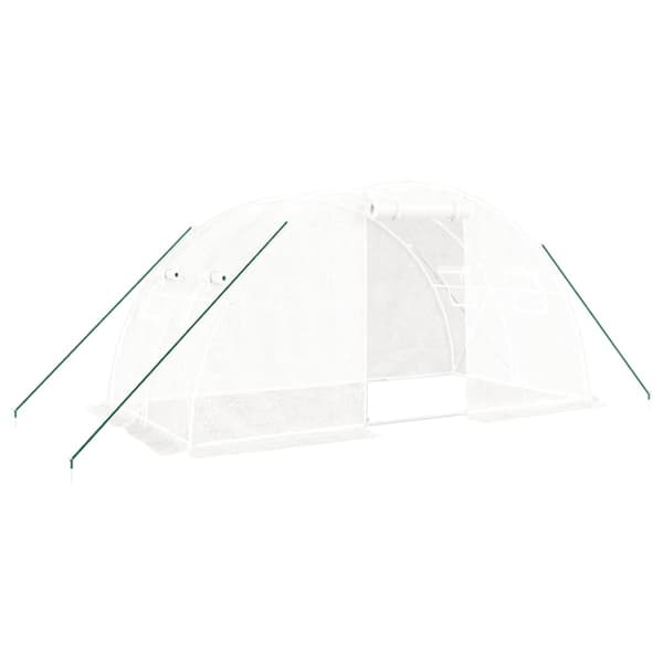 vidaXL Växthus med stålram vit 8 m² 4x2x2 m
