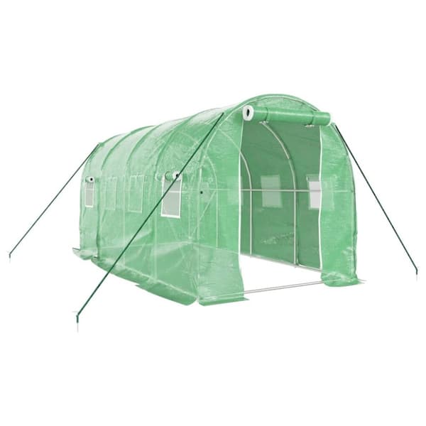 vidaXL drivhus med stålstel 8 m² 4x2x2 m grøn