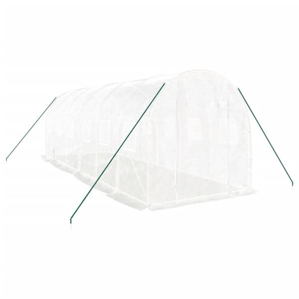 vidaXL Kasvihuone teräsrungolla valkoinen 12 m² 6x2x2 m