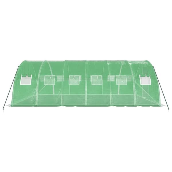vidaXL drivhus med stålstel 24 m² 6x4x2 m grøn
