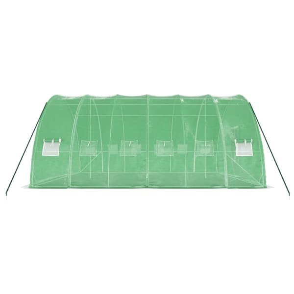 vidaXL Växthus med stålram grön 36 m² 6x6x2,85 m