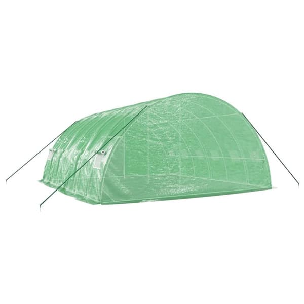 vidaXL drivhus med stålstel 36 m² 6x6x2,85 m grøn
