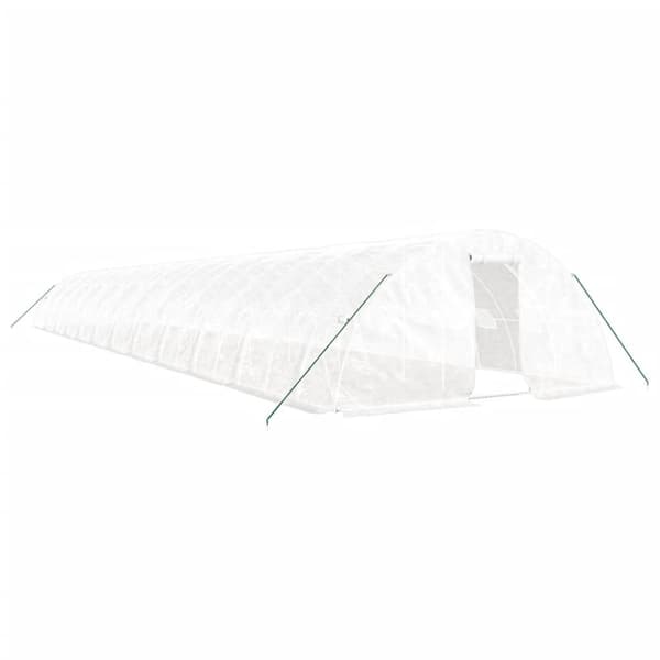 vidaXL Växthus med stålram vit 120 m² 24x5x2,3 m