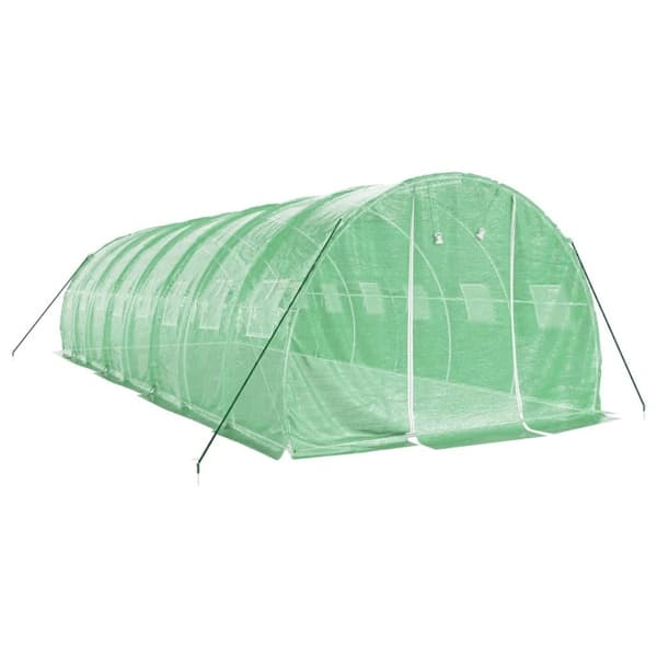 vidaXL Växthus med stålram grön 24 m² 8x3x2 m