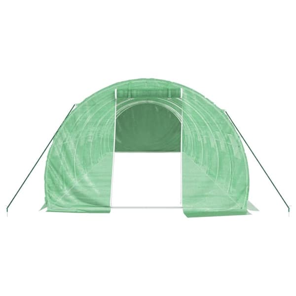 vidaXL Växthus med stålram grön 24 m² 8x3x2 m