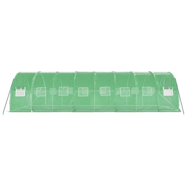 vidaXL Växthus med stålram grön 24 m² 8x3x2 m