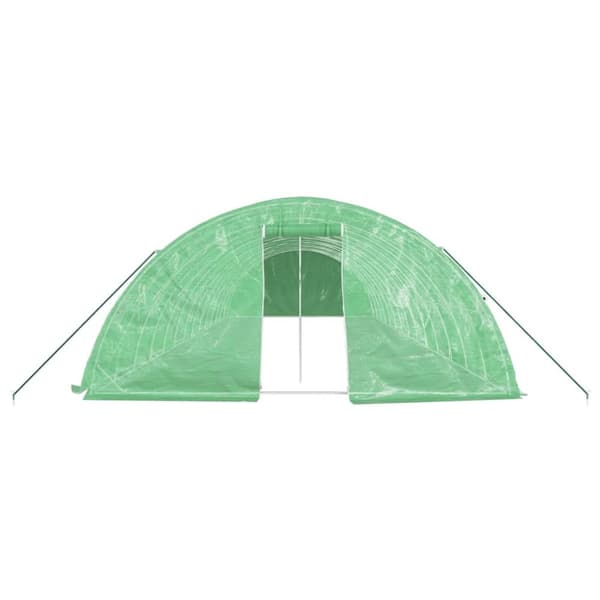 vidaXL drivhus med stålstel 70 m² 14x5x2,3 m grøn