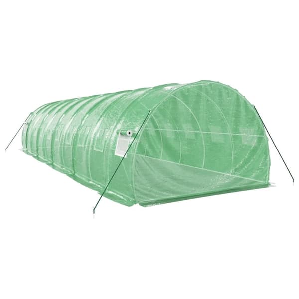 vidaXL Växthus med stålram grön 30 m² 10x3x2 m