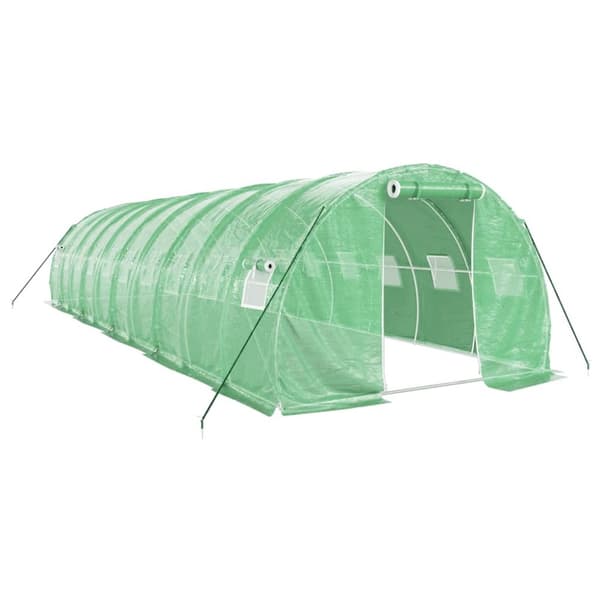vidaXL Växthus med stålram grön 30 m² 10x3x2 m