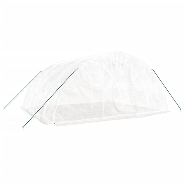 vidaXL Växthus med stålram vit 20 m² 5x4x2,3 m