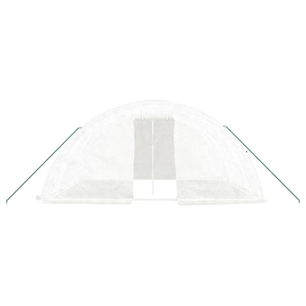 vidaXL Växthus med stålram vit 20 m² 5x4x2,3 m