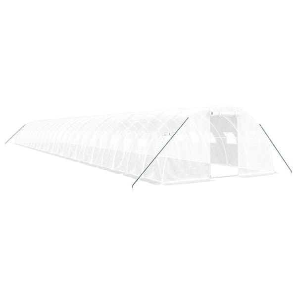 vidaXL drivhus med stålstel 96 m² 24x4x2 m hvid