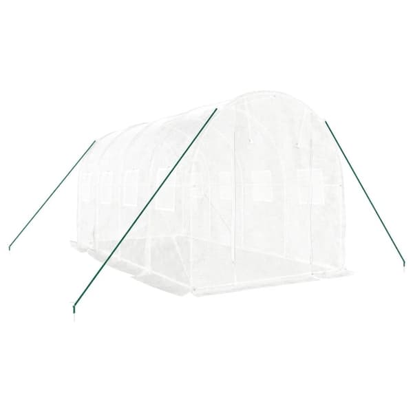 vidaXL Växthus med stålram vit 8 m² 4x2x2 m