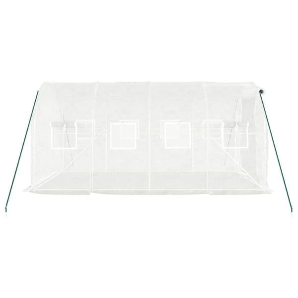 vidaXL Växthus med stålram vit 8 m² 4x2x2 m