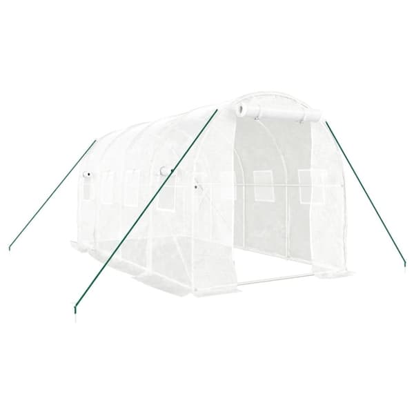 vidaXL Växthus med stålram vit 8 m² 4x2x2 m