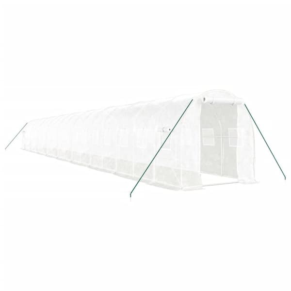 vidaXL Växthus med stålram vit 36 m² 18x2x2 m
