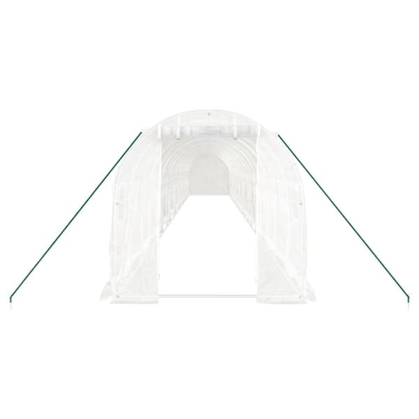 vidaXL drivhus med stålstel 36 m² 18x2x2 m hvid