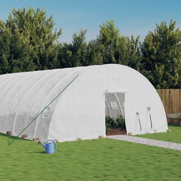 vidaXL drivhus med stålstel 48 m² 8x6x2,85 m hvid