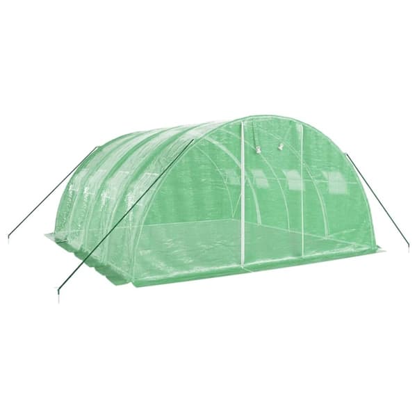vidaXL drivhus med stålstel 16 m² 4x4x2 m grøn