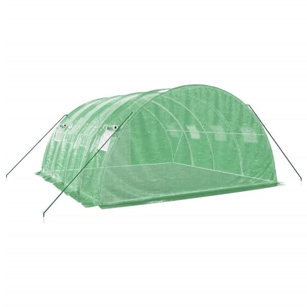 vidaXL drivhus med stålstel 16 m² 4x4x2 m grøn