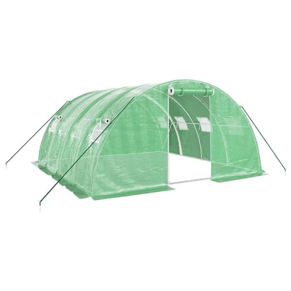 vidaXL Växthus med stålram grön 16 m² 4x4x2 m