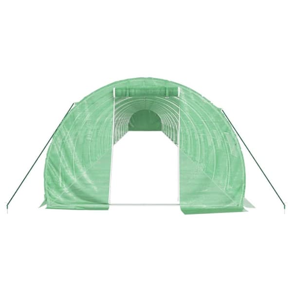 vidaXL drivhus med stålstel 72 m² 24x3x2 m grøn