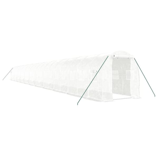 vidaXL Drivhus med stålramme hvit 44 m² 22x2x2 m