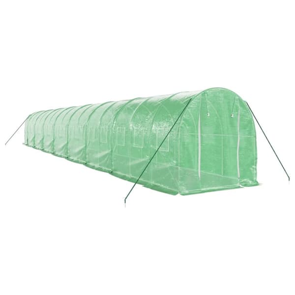 vidaXL Drivhus med stålramme grønn 32 m² 16x2x2 m