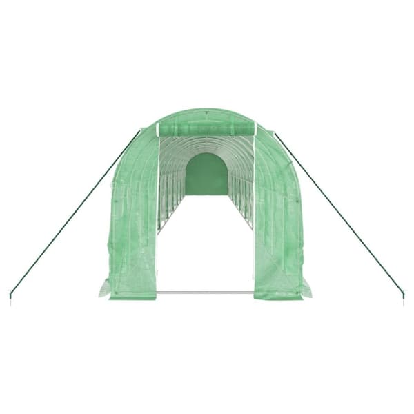 vidaXL Drivhus med stålramme grønn 32 m² 16x2x2 m